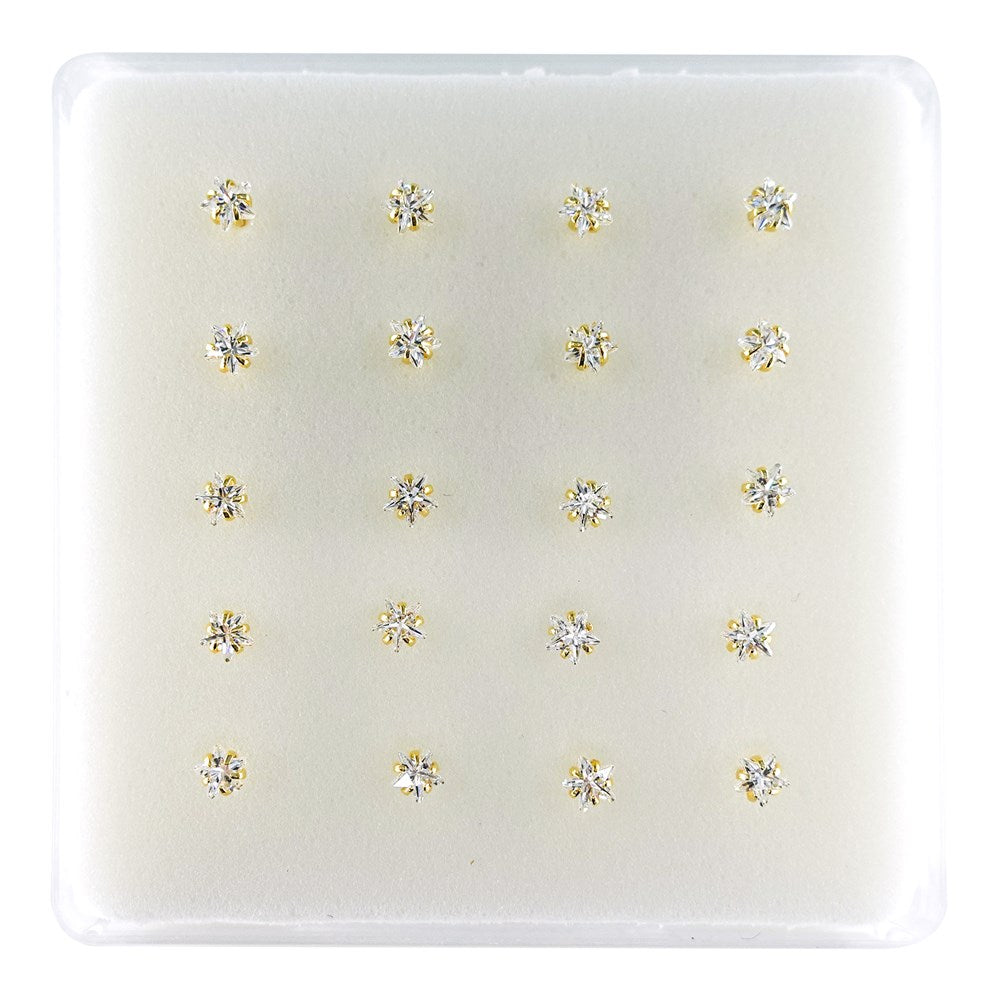 INTERVISION 925 Silver Nose Stud with Cubic Zirconia, no tip, 3mm 19009-9AST (20pcs)
