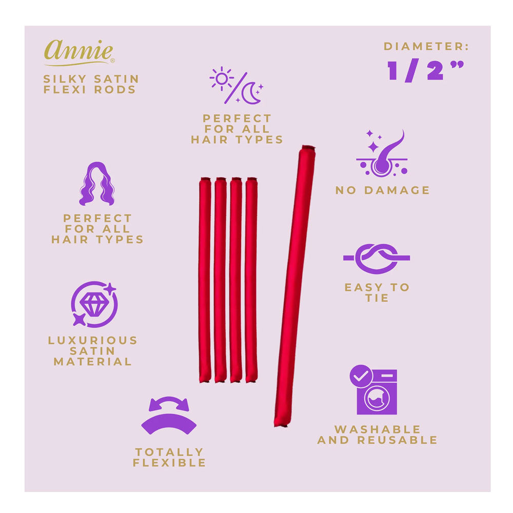 ANNIE Silky Satin Flexi Rod (10inch) - 1/2" Diameter 5ct