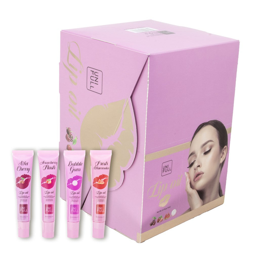 UNI FULL Lip Oil Pink Set (15ml, 4 Flavors X 6 Each)