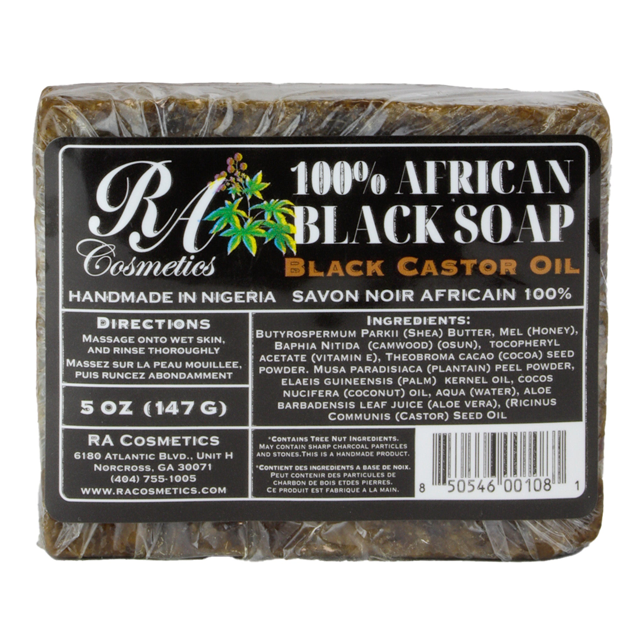 RA COSMETICS 100% Black Soap Bar (5oz)