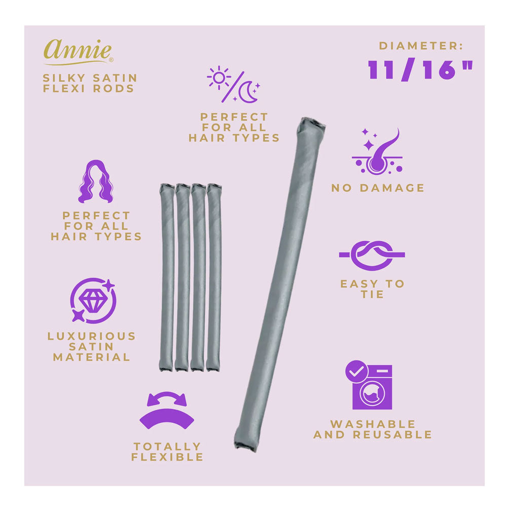 ANNIE Silky Satin Flexi Rod (10inch) - 11/16" Diameter 5ct