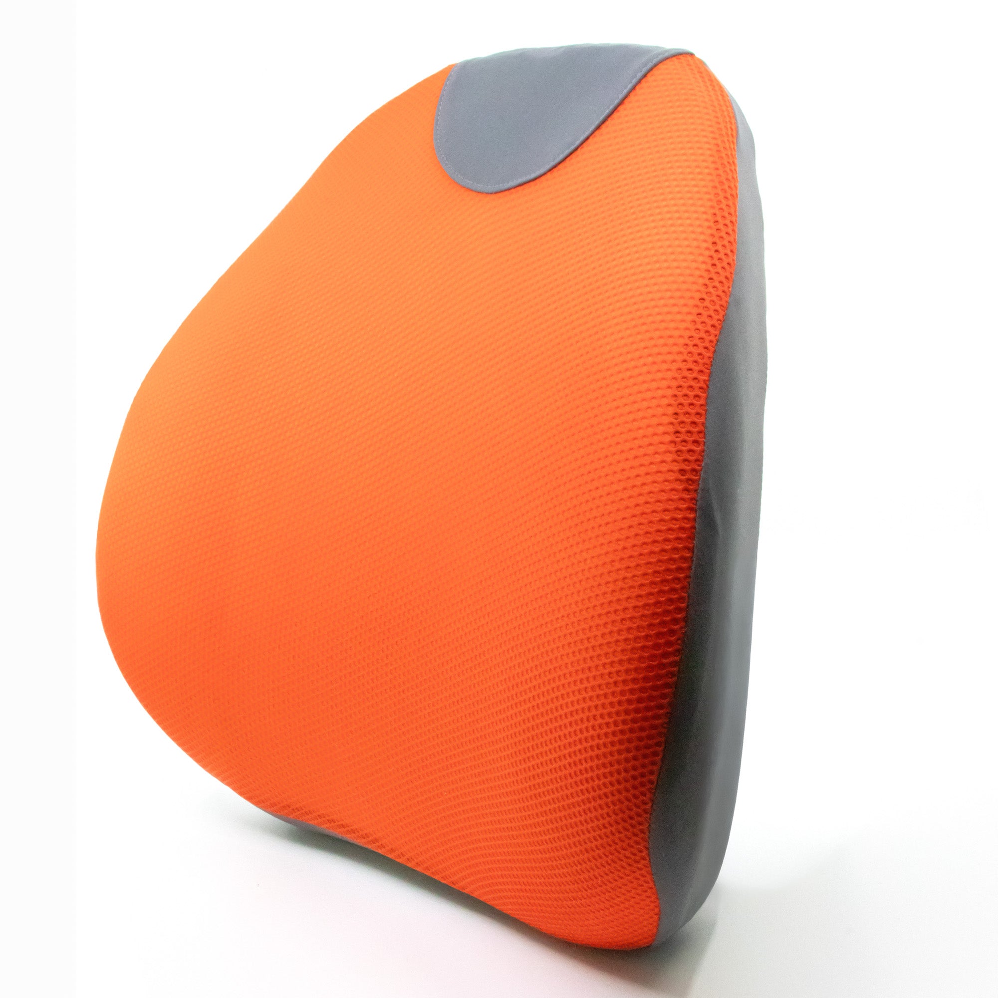 Orange and gray neck pillow on a white background