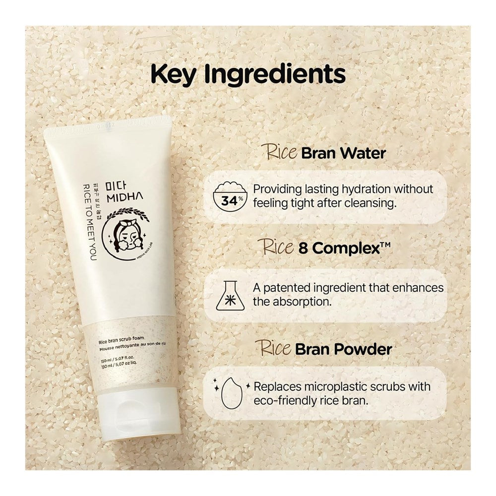 MIDHA Rice Bran Scrub Foam (5.07oz)