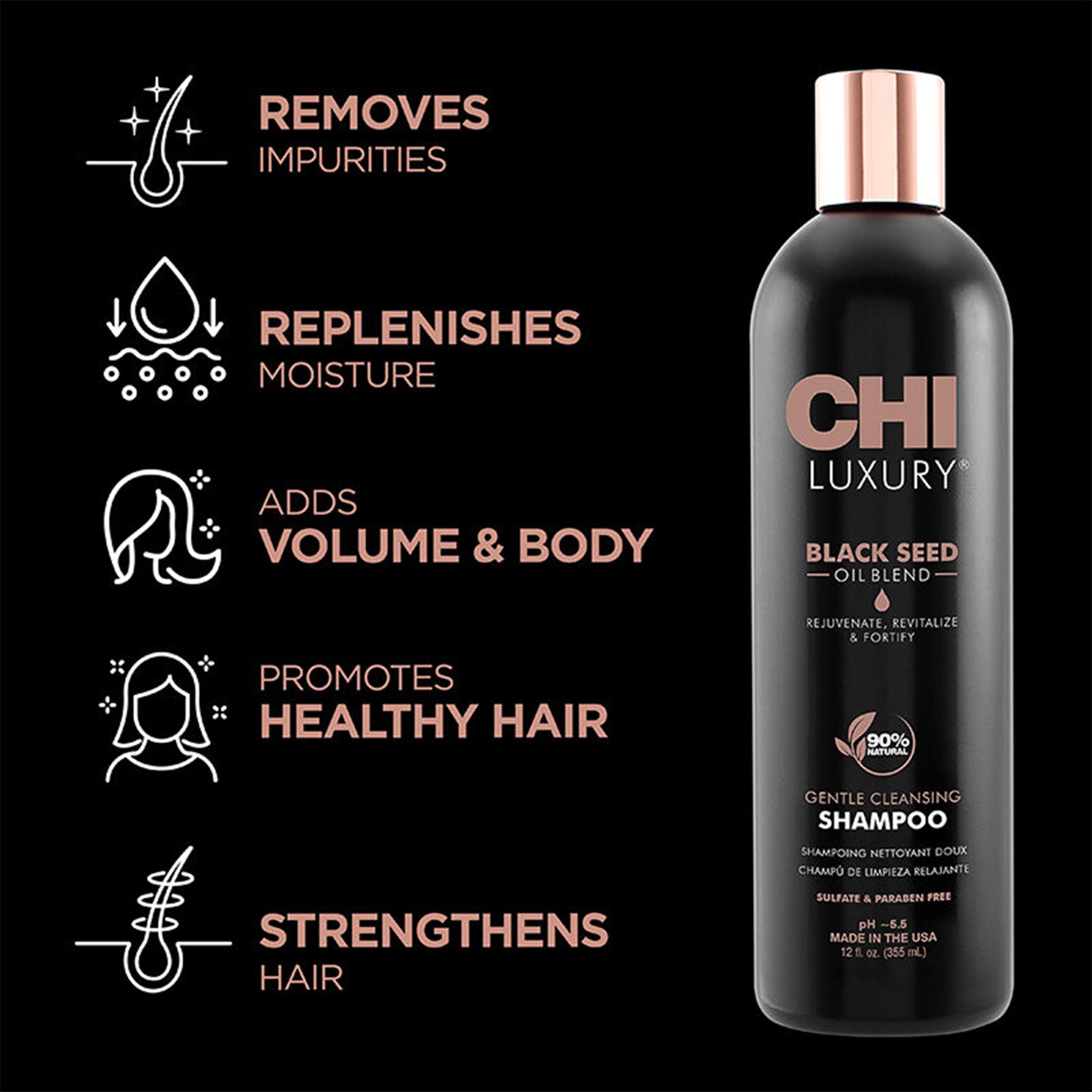 CHI Luxury Black Seed Oil Blend Gentle Cleansing Shampoo - 12oz