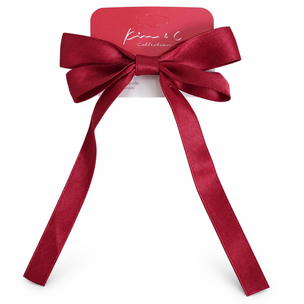 KIM & C Slim Ribbon Bow Clip with Long Tails