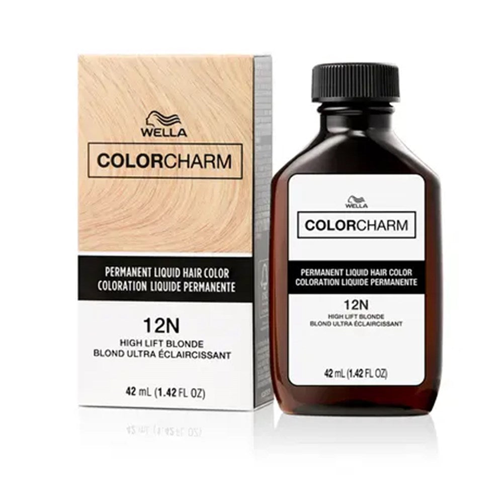 Wella ColorCharm hair color bottle and packaging on a white background