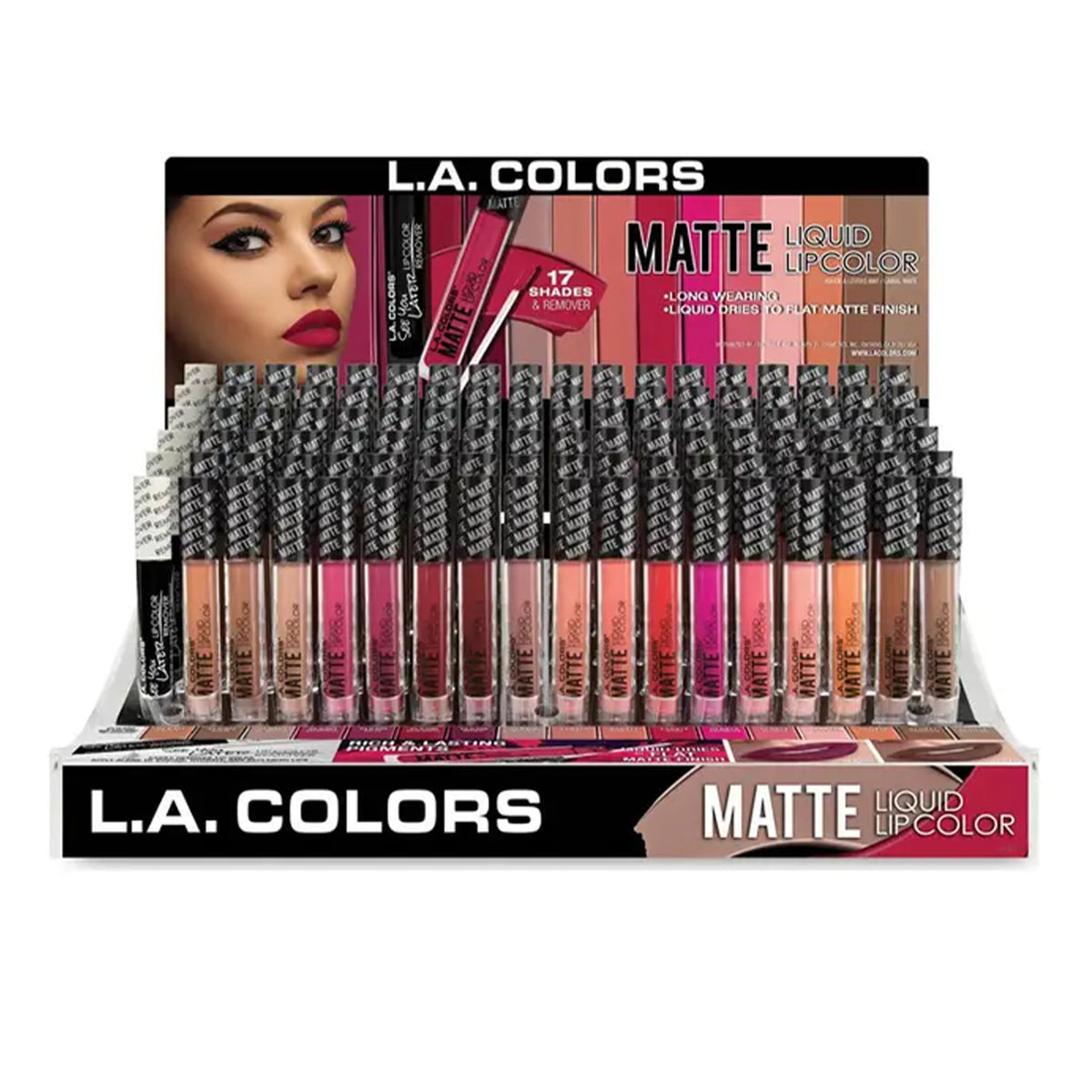 L.A. COLORS Matte Liquid Lip Color Acrylic Display (1oz, 18colors x 12pcs) (CAD78.1)