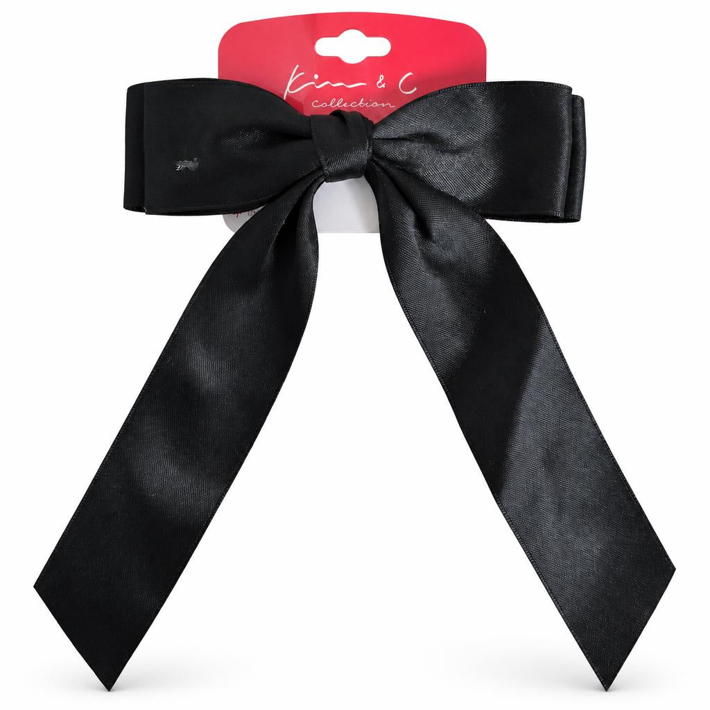 KIM & C Satin Long Tail Ribbon Bow Clip