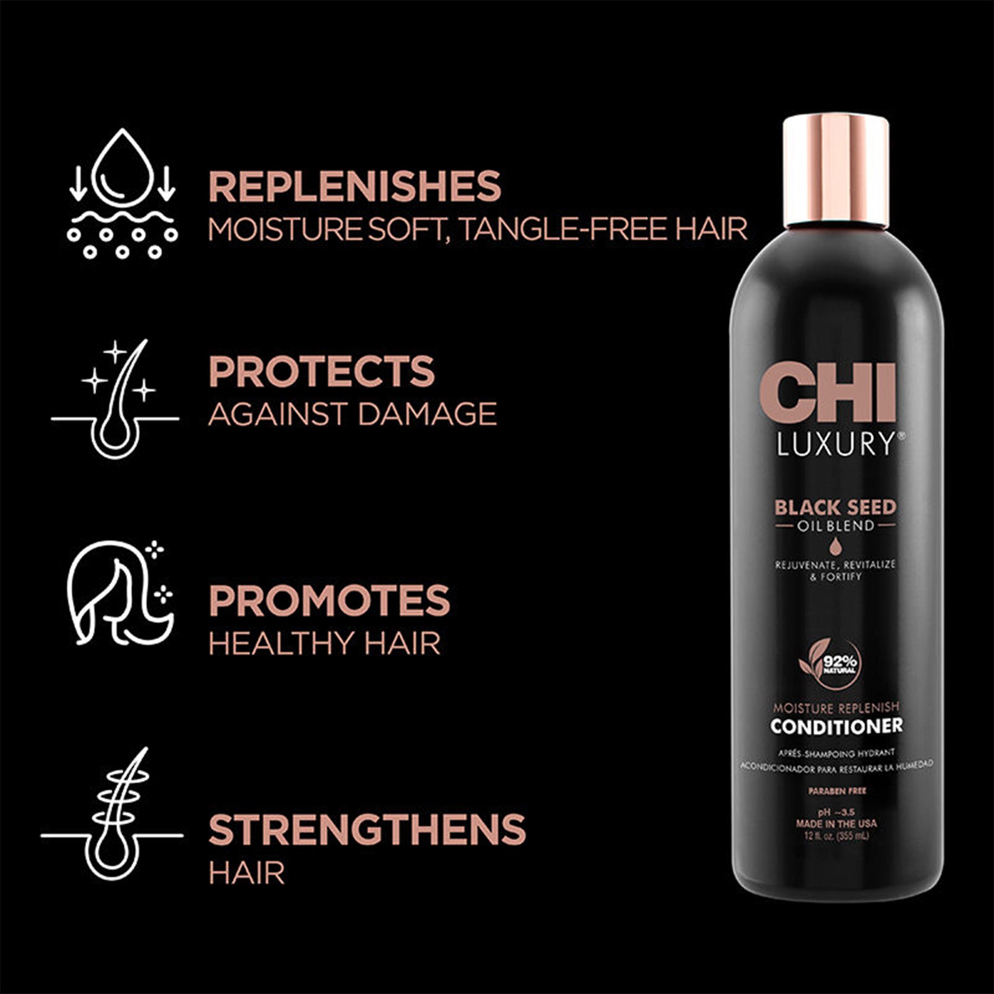 CHI Luxury Black Seed Oil Blend Moisture Replenish Conditioner - 12oz