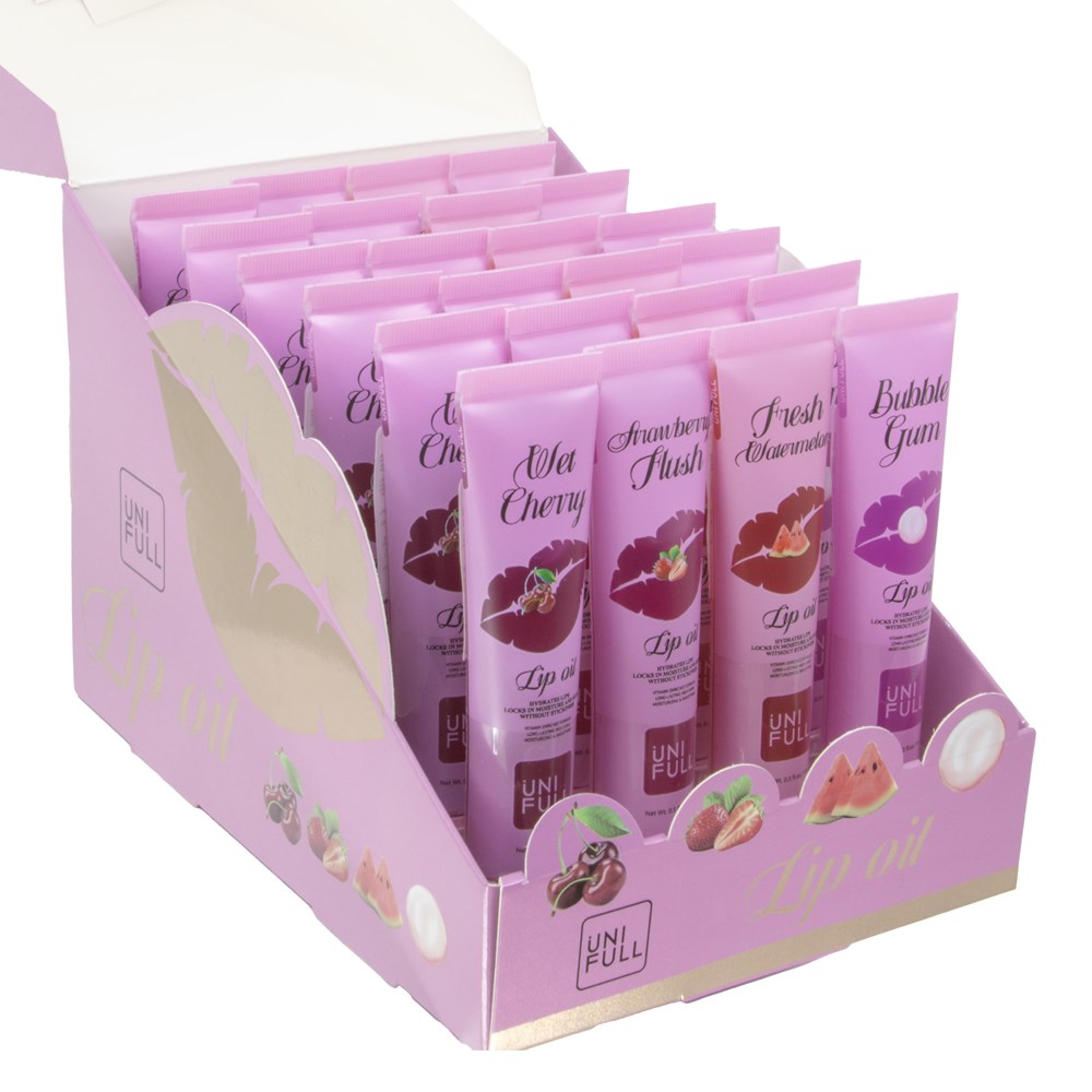 UNI FULL Lip Oil Pink Set (15ml, 4 Flavors X 6 Each)