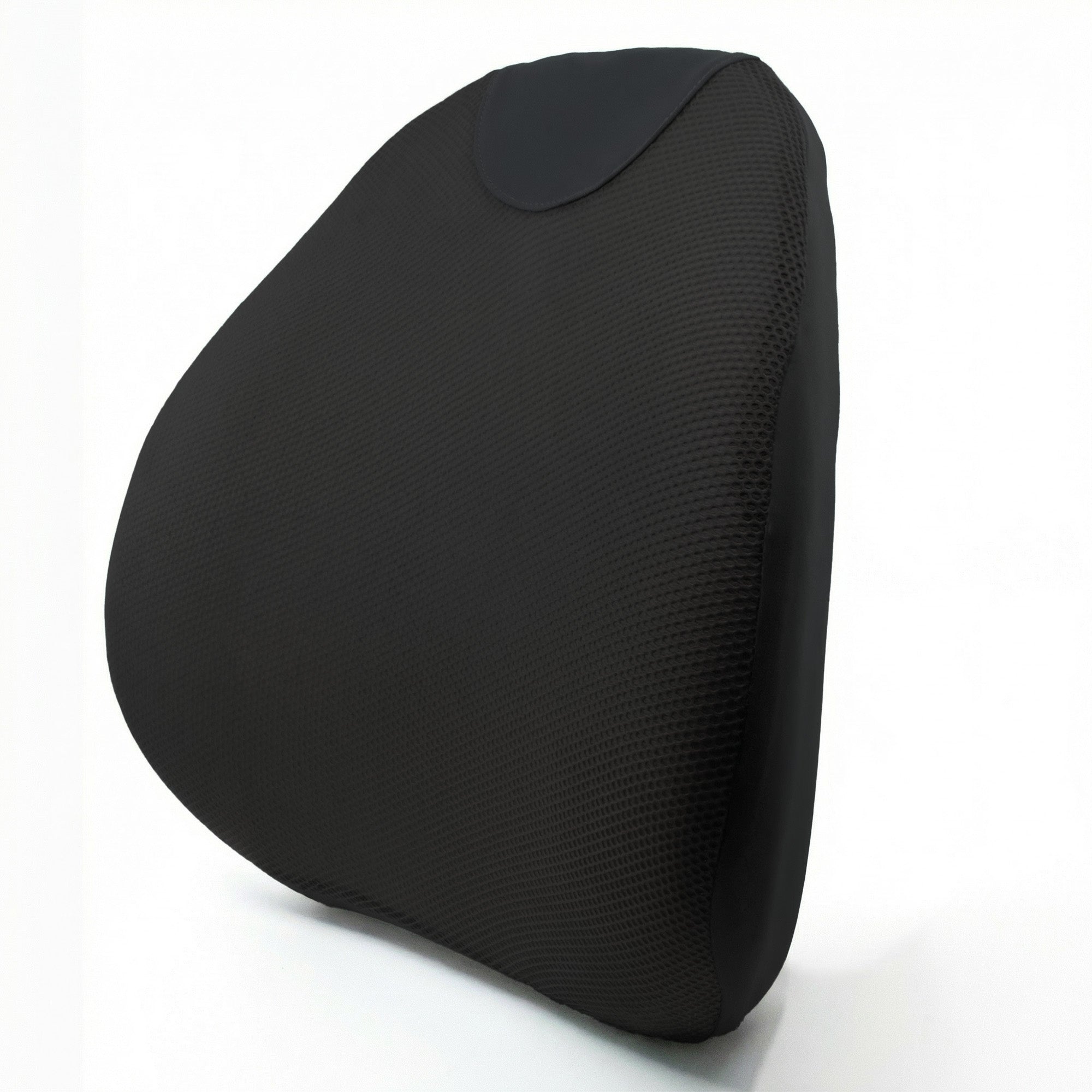 Black ergonomic seat cushion on a white background