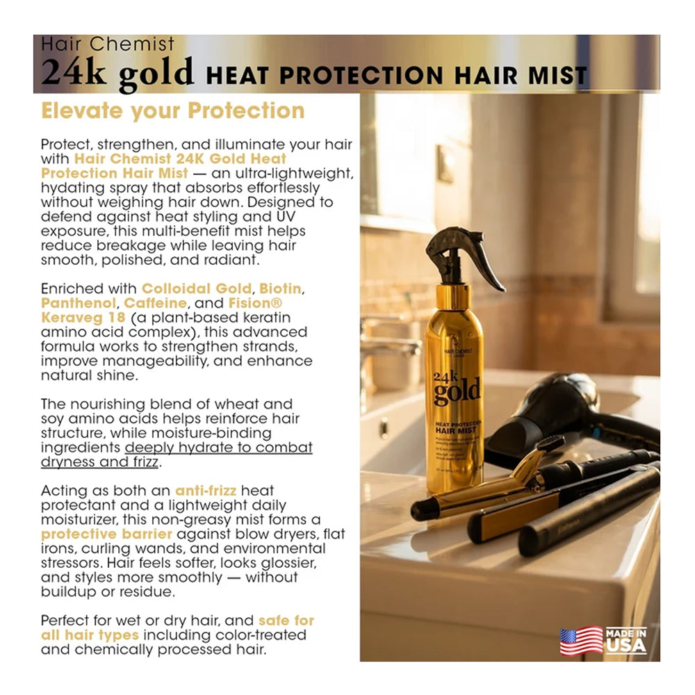 HAIR CHEMIST LIMITED 24k Gold Heat Protection Mist (8 oz)