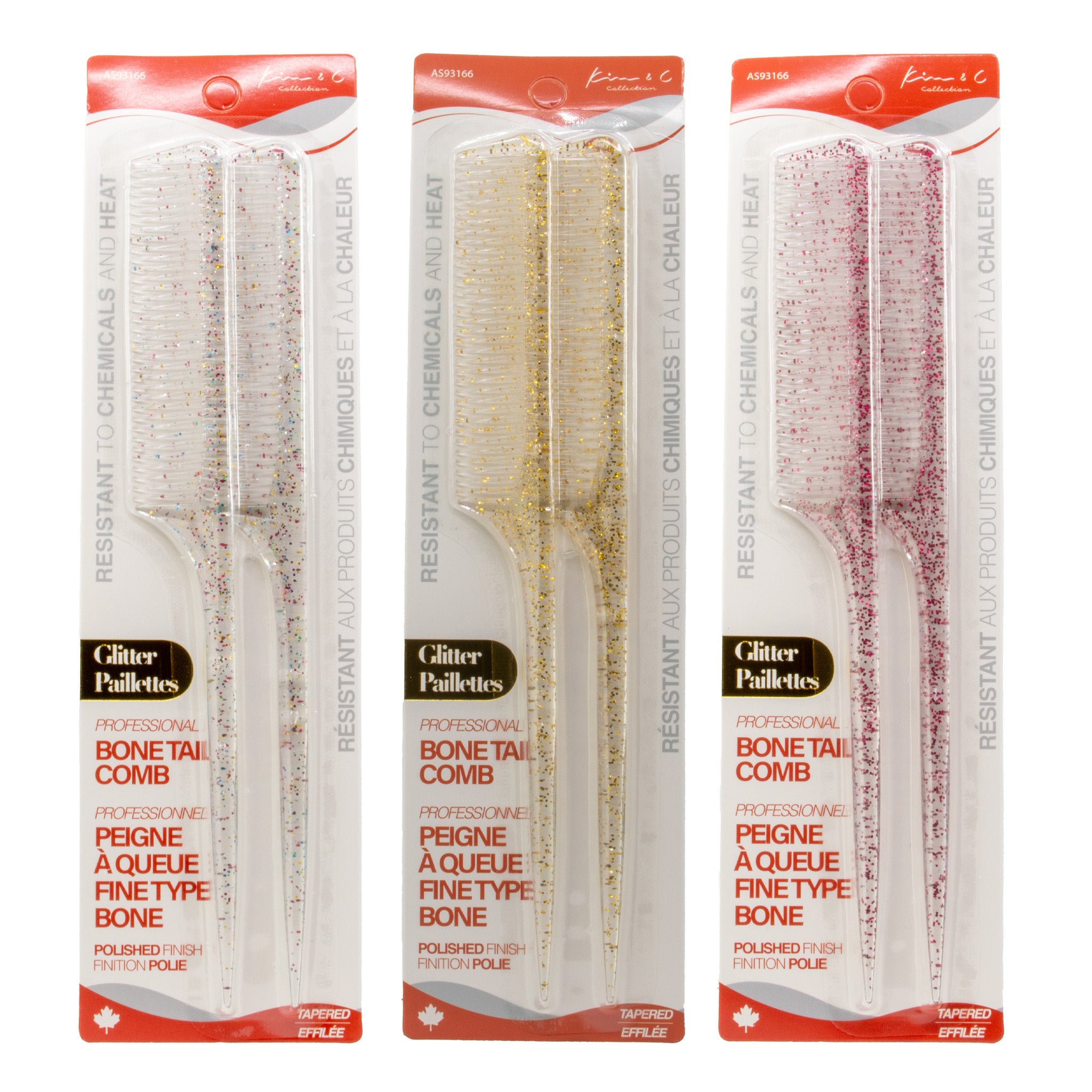 Kim & C Bone Tail Styling Comb(2pcs)-Glitter