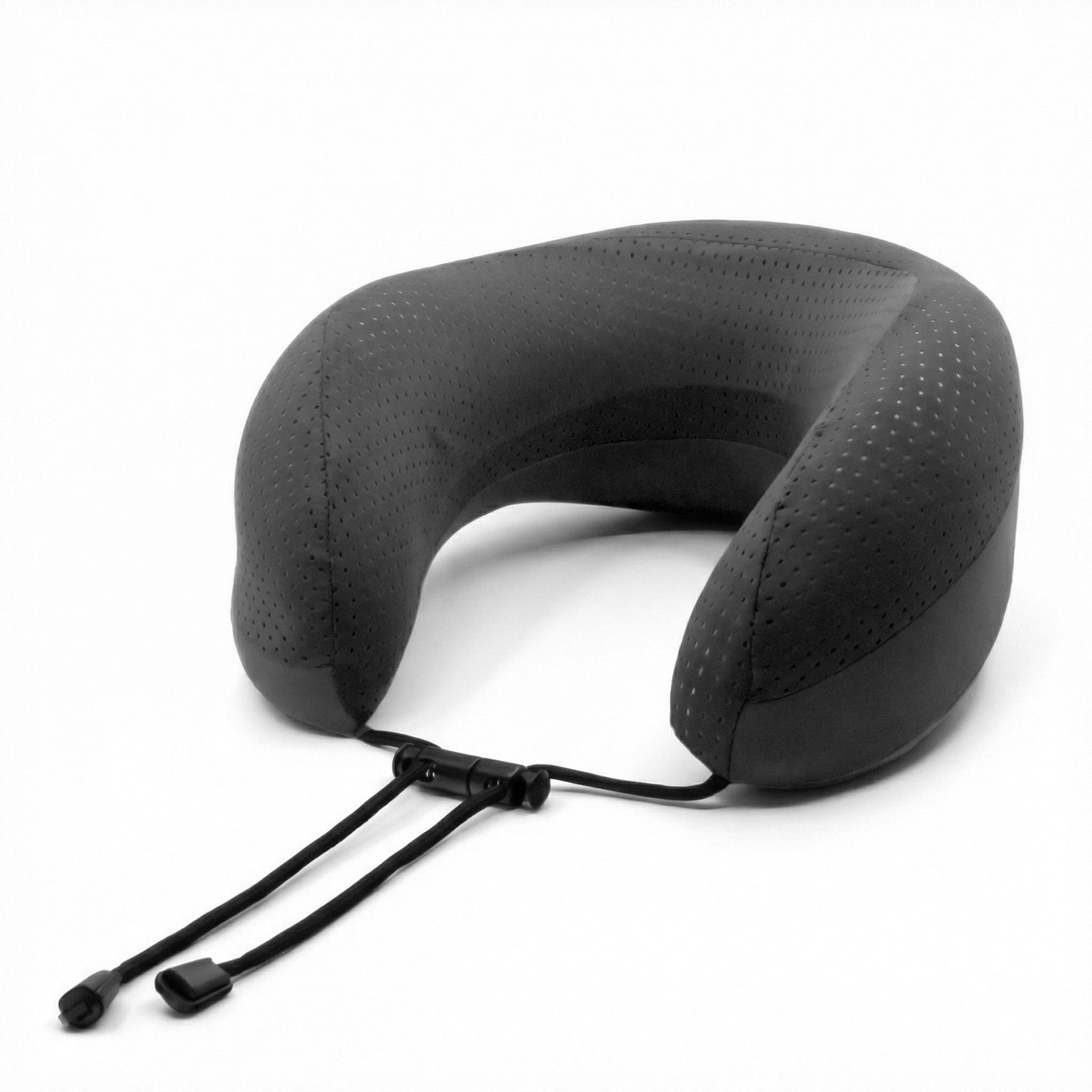 Black travel neck pillow on a white background