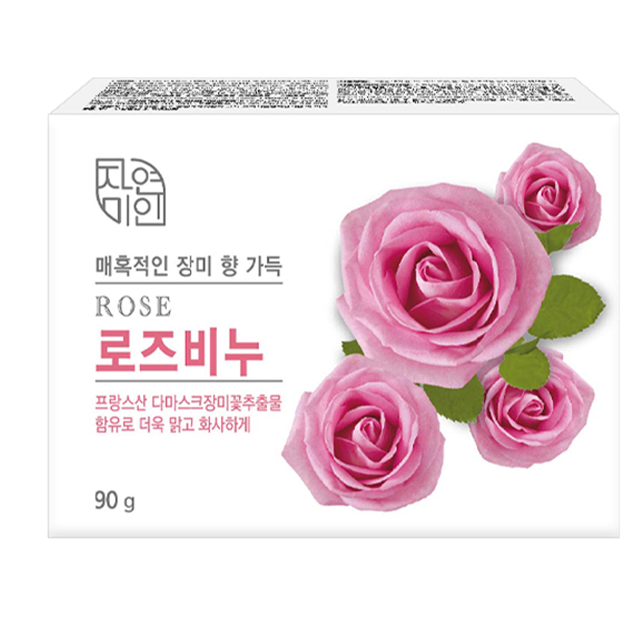 Soap bar with pink roses on a white background