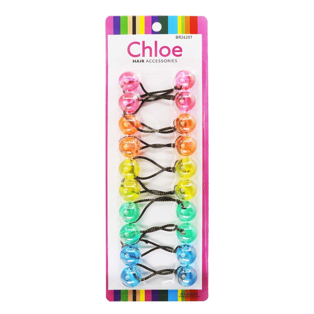 CHLOE Lot de 10 élastiques à cheveux avec perles doubles 20 mm