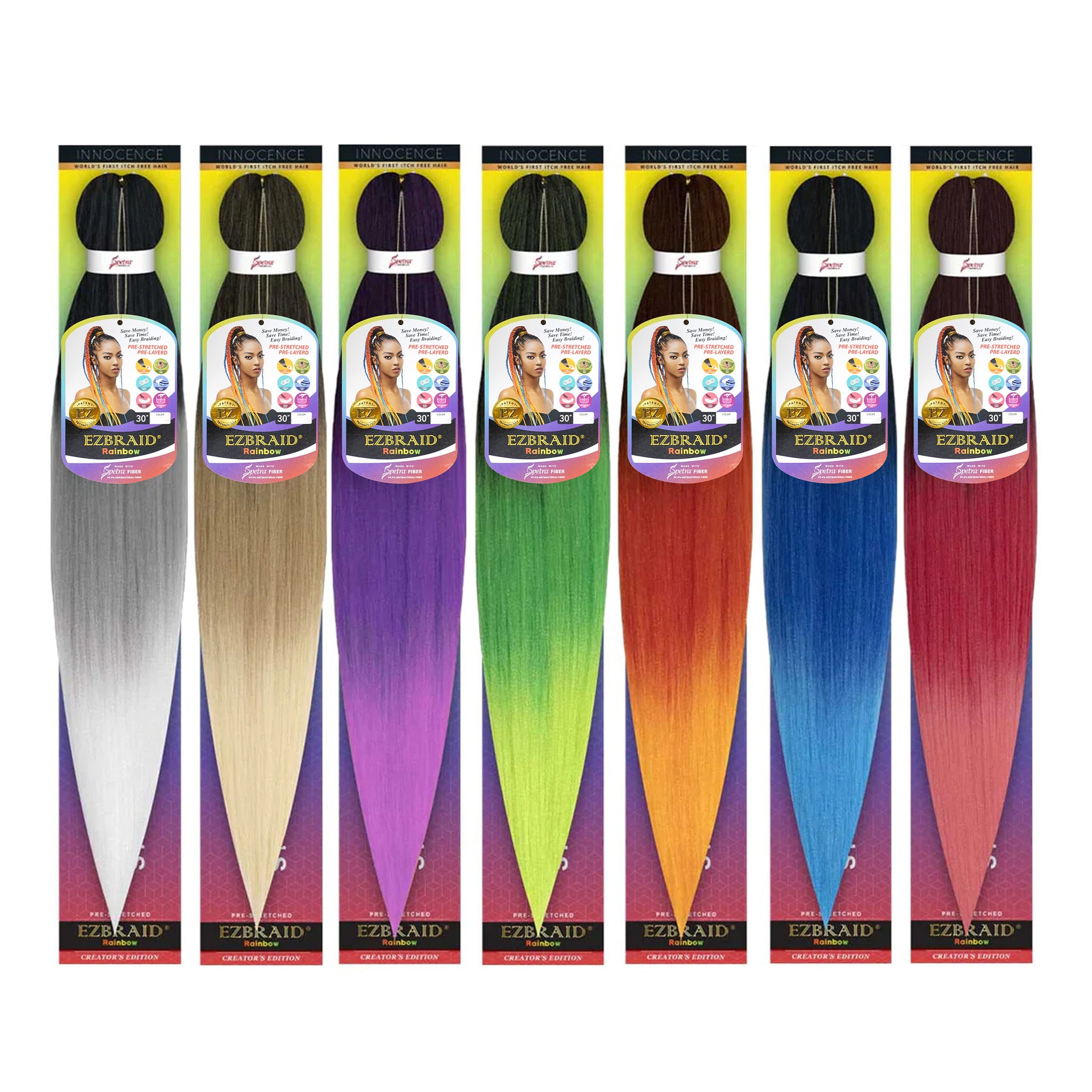 EZBRAID Rainbow 3-Tone Color Pre-Stretched Braid (30inch)