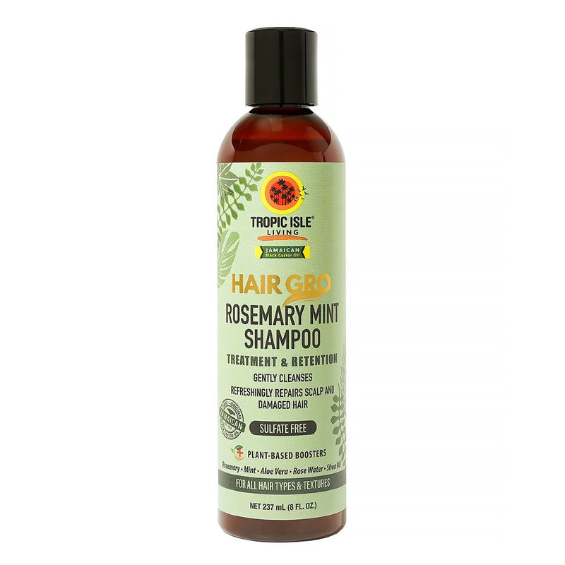 TROPIC ISLE LIVING Jamaican Black Castor Oil Hair Gro Rosemary Mint Cleansing Moisturizing Shampoo (8oz)