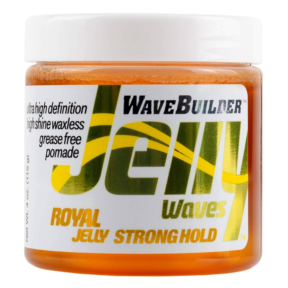Jar of WaveBuilder Jelly with branding and product details on a white background