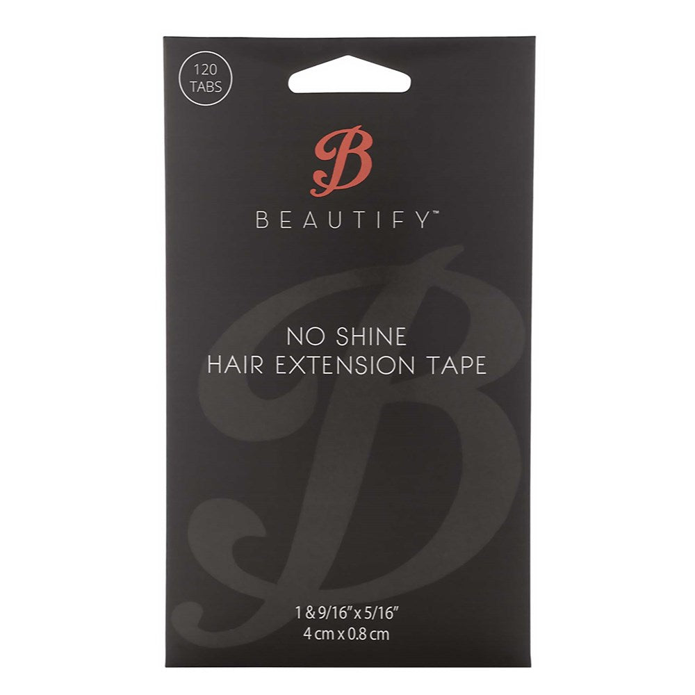 Packaging of Beautify no shine hair extension tape on a white background