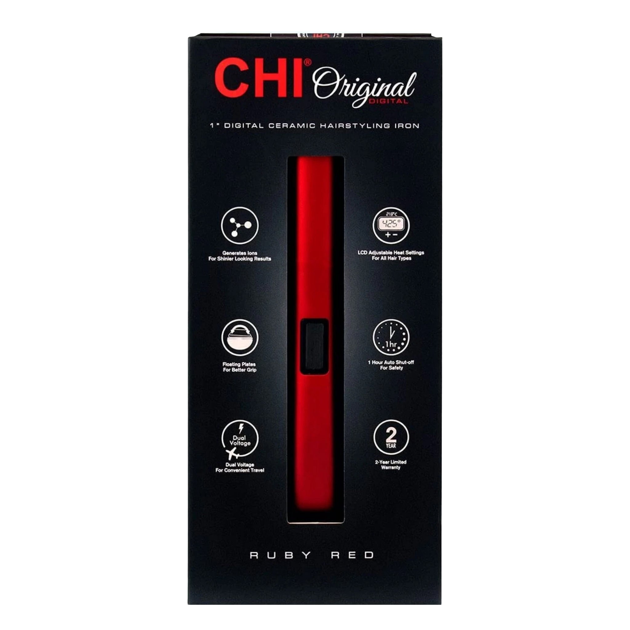 CHI Original Digital Ceramic Hairstyling Iron 1 Inch - Ruby Red