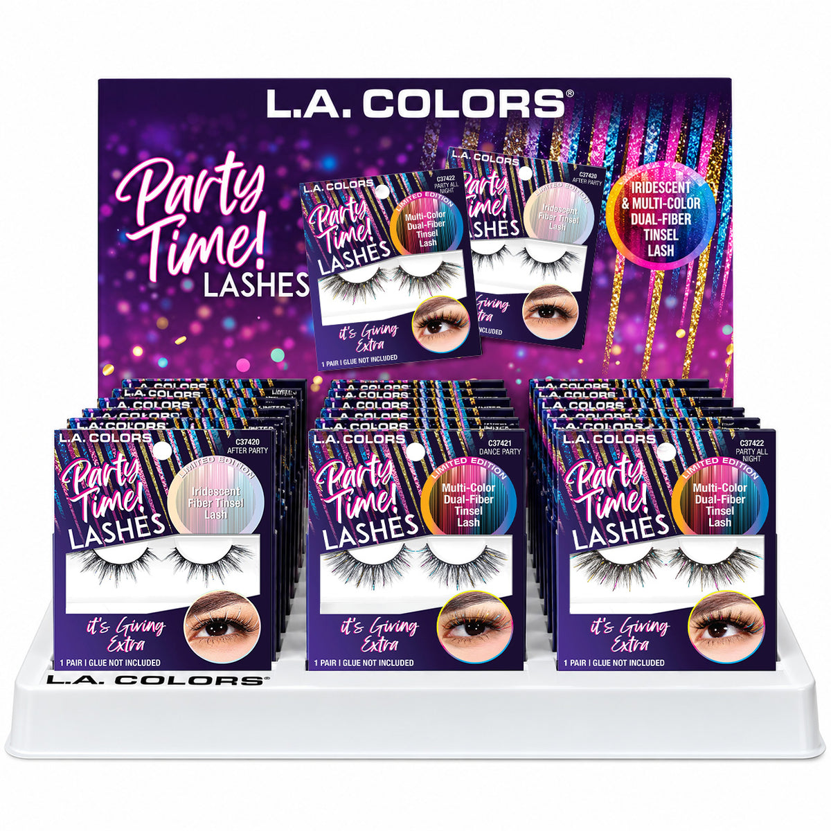 L.A. COLORS Party Time Lashes Display (3skus x 6pcs) (CPD813)