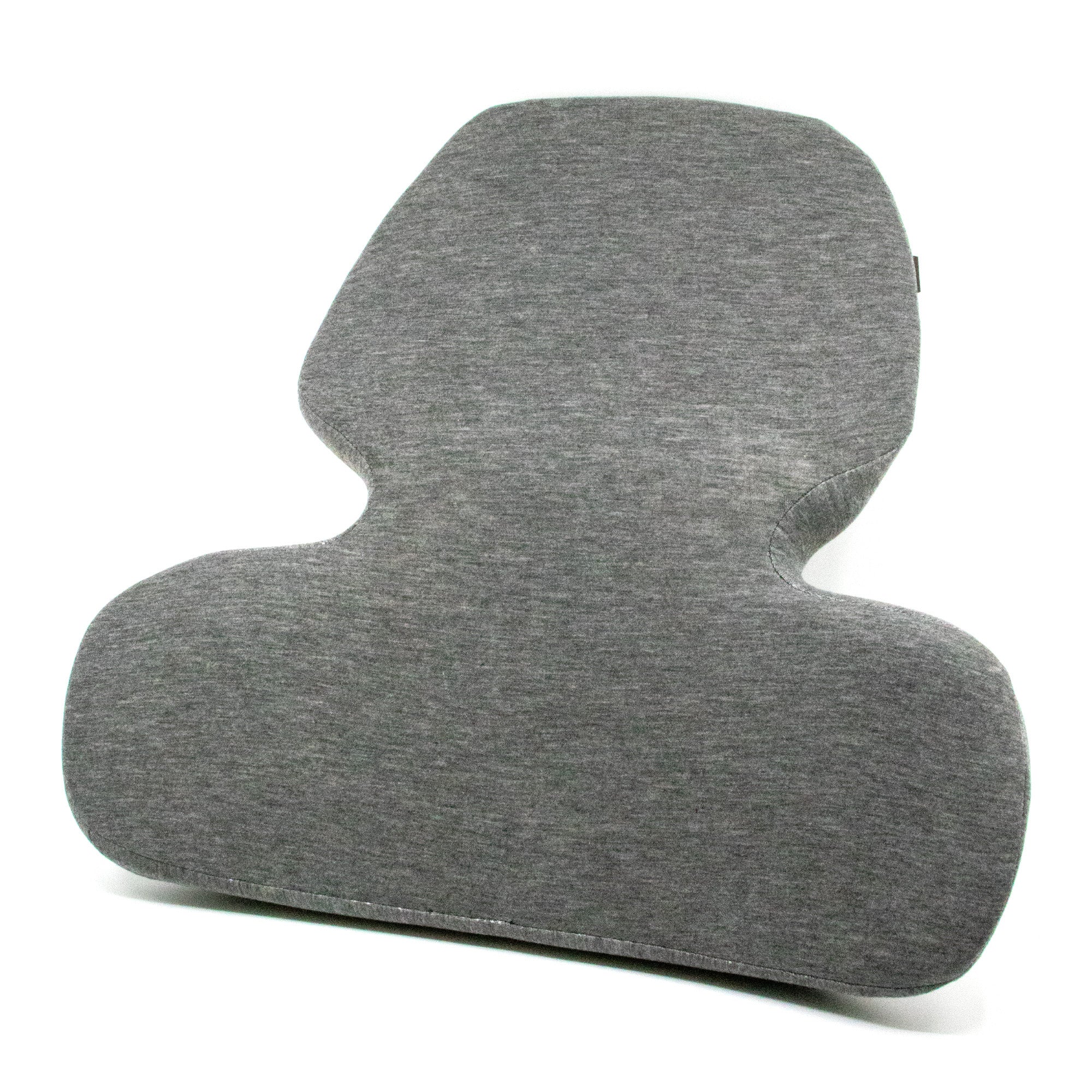 Gray cushion with a unique design on a white background