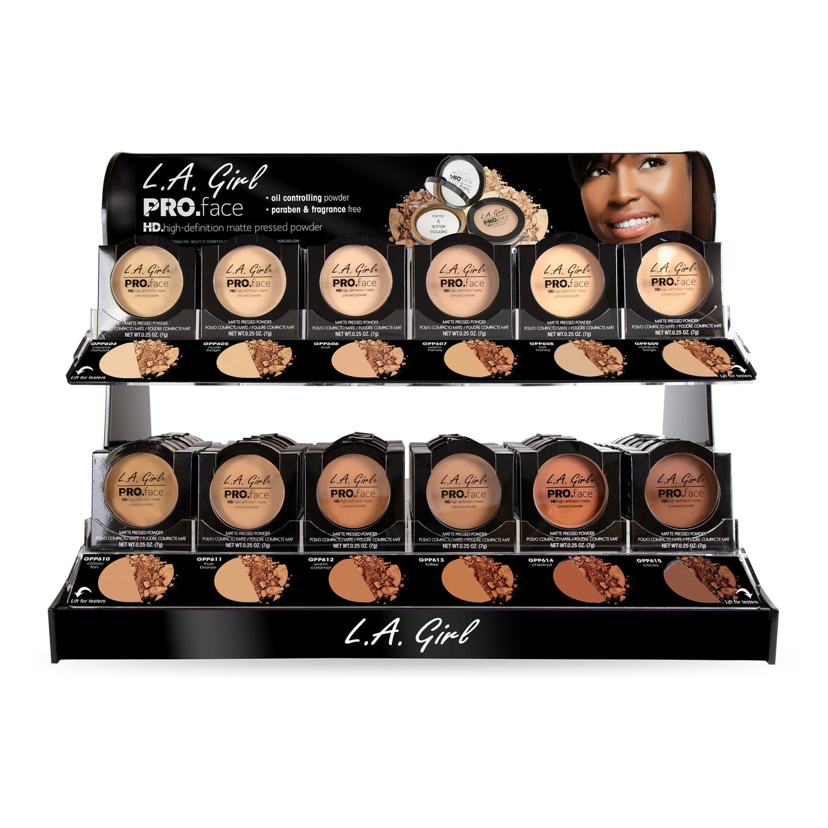 L.A. GIRL Pro Face Pressed Powder Display (9.07 g, 12colors x 12pcs) (GCD198B.1)