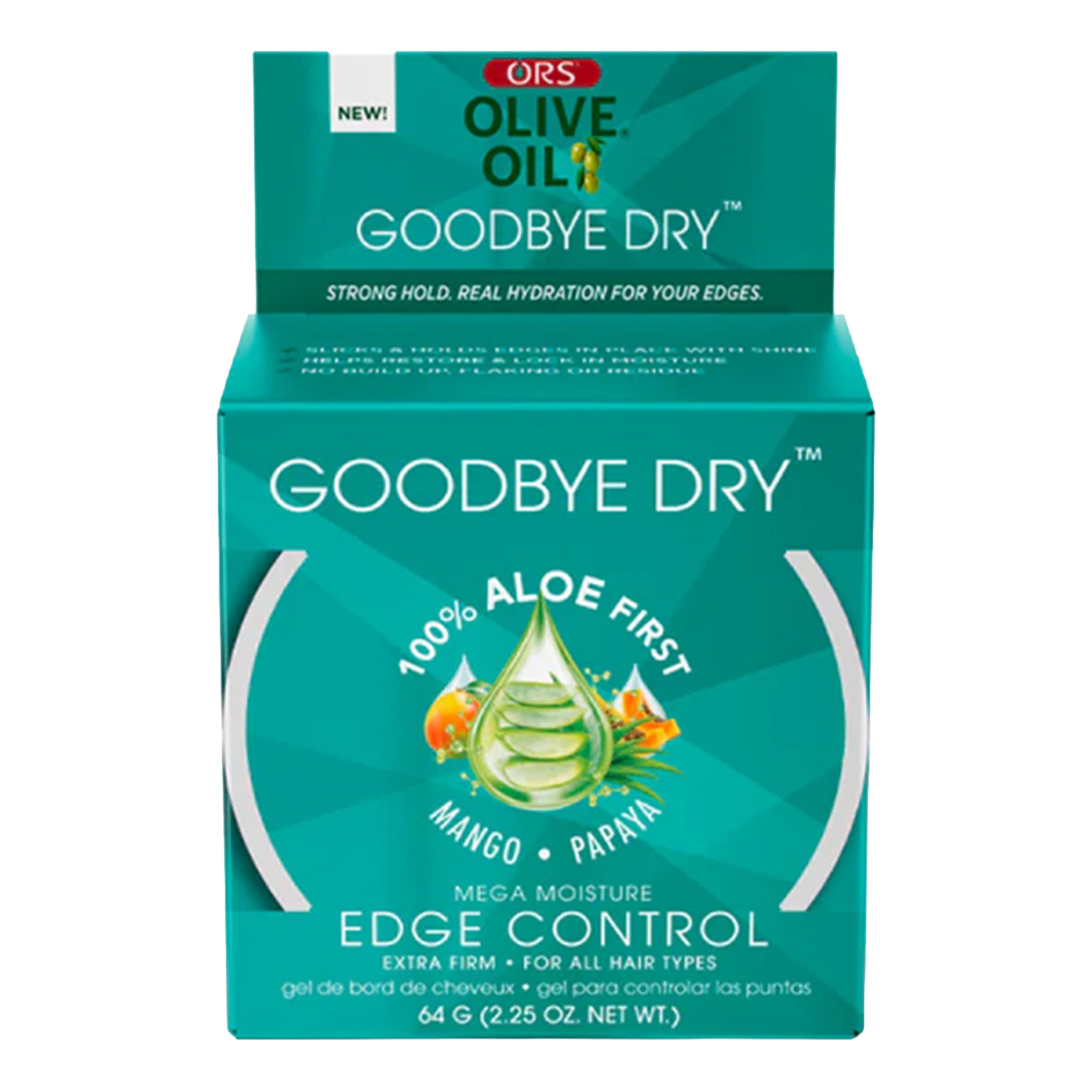 Olive Oil Goodbye Dry edge control product packaging on a white background