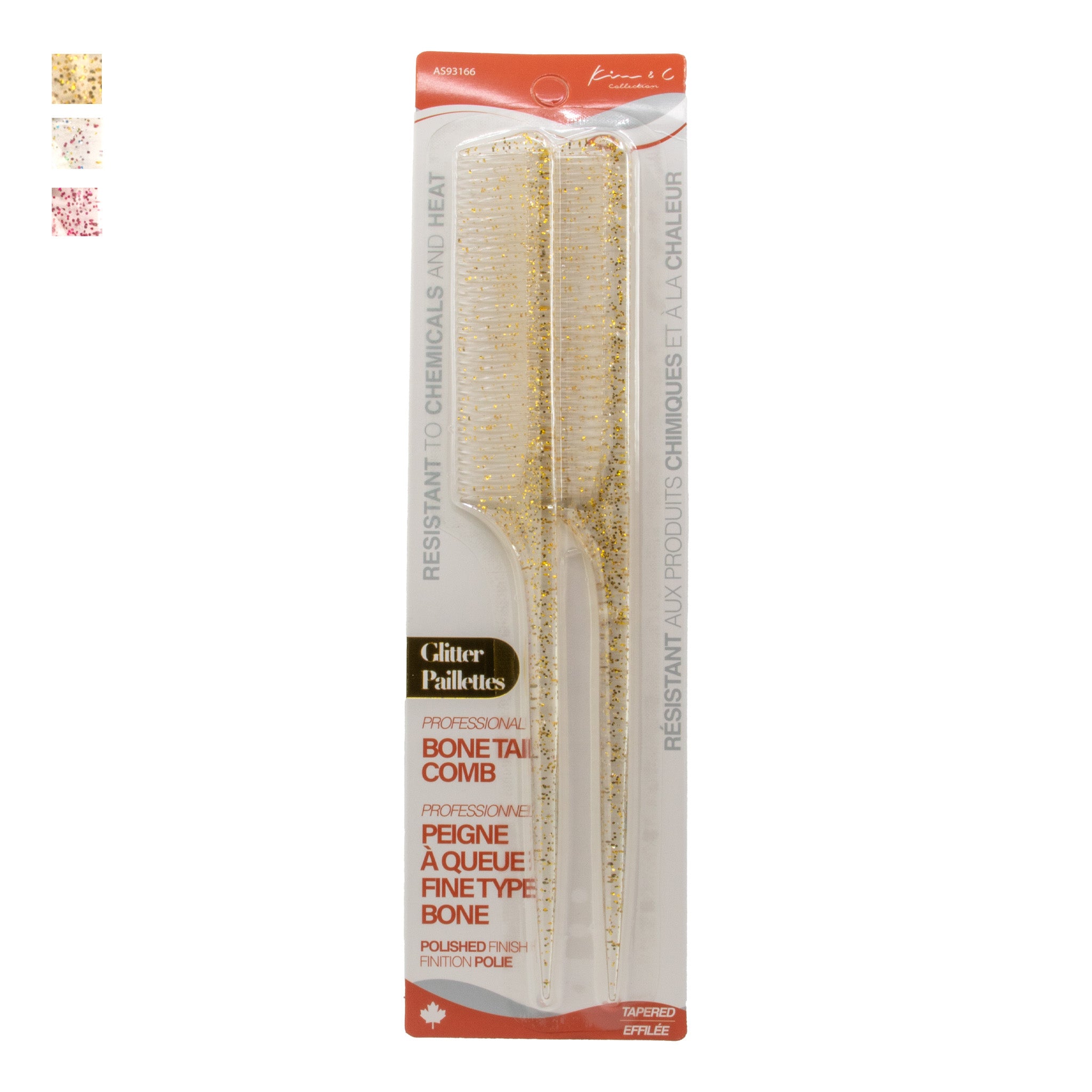 Kim & C Bone Tail Styling Comb(2pcs)-Glitter