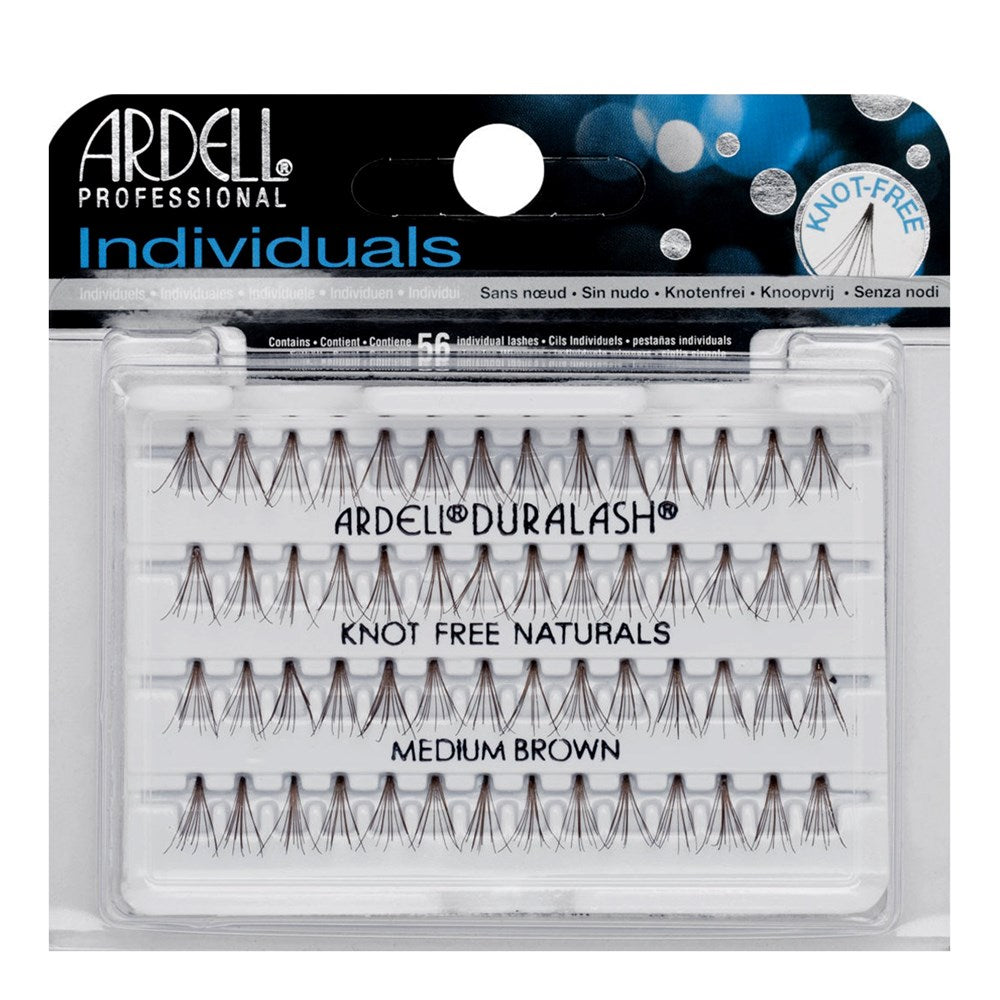 Ardell Individual Lashes packaging with medium brown lashes on a clear background