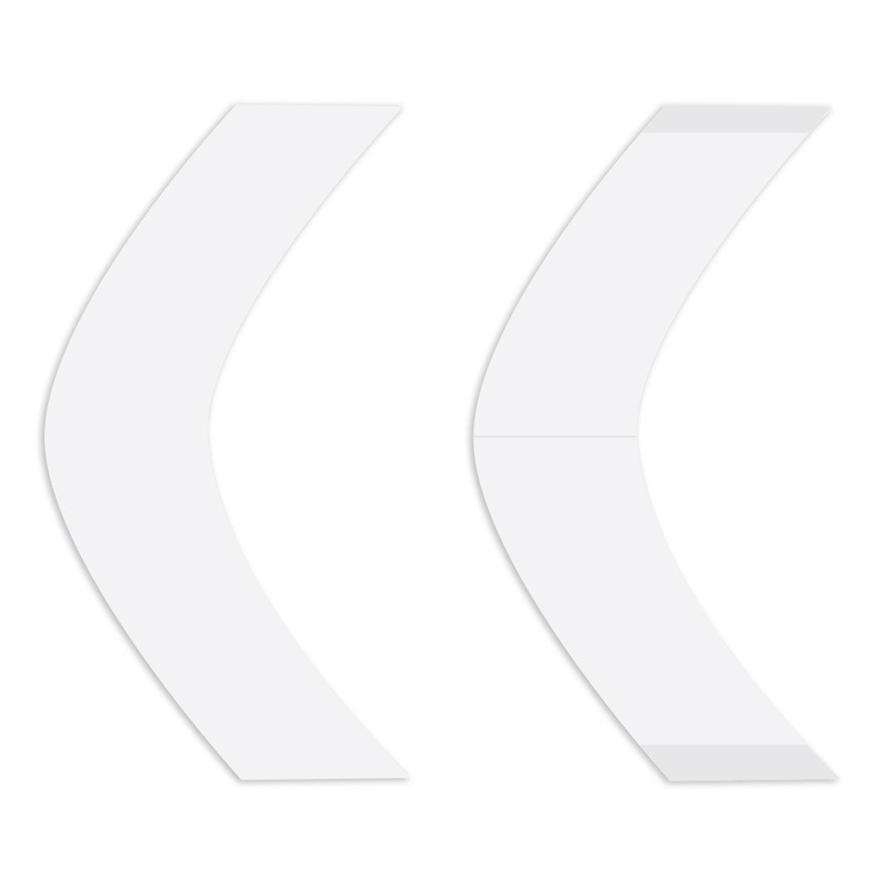 Two white curved panels on a white background