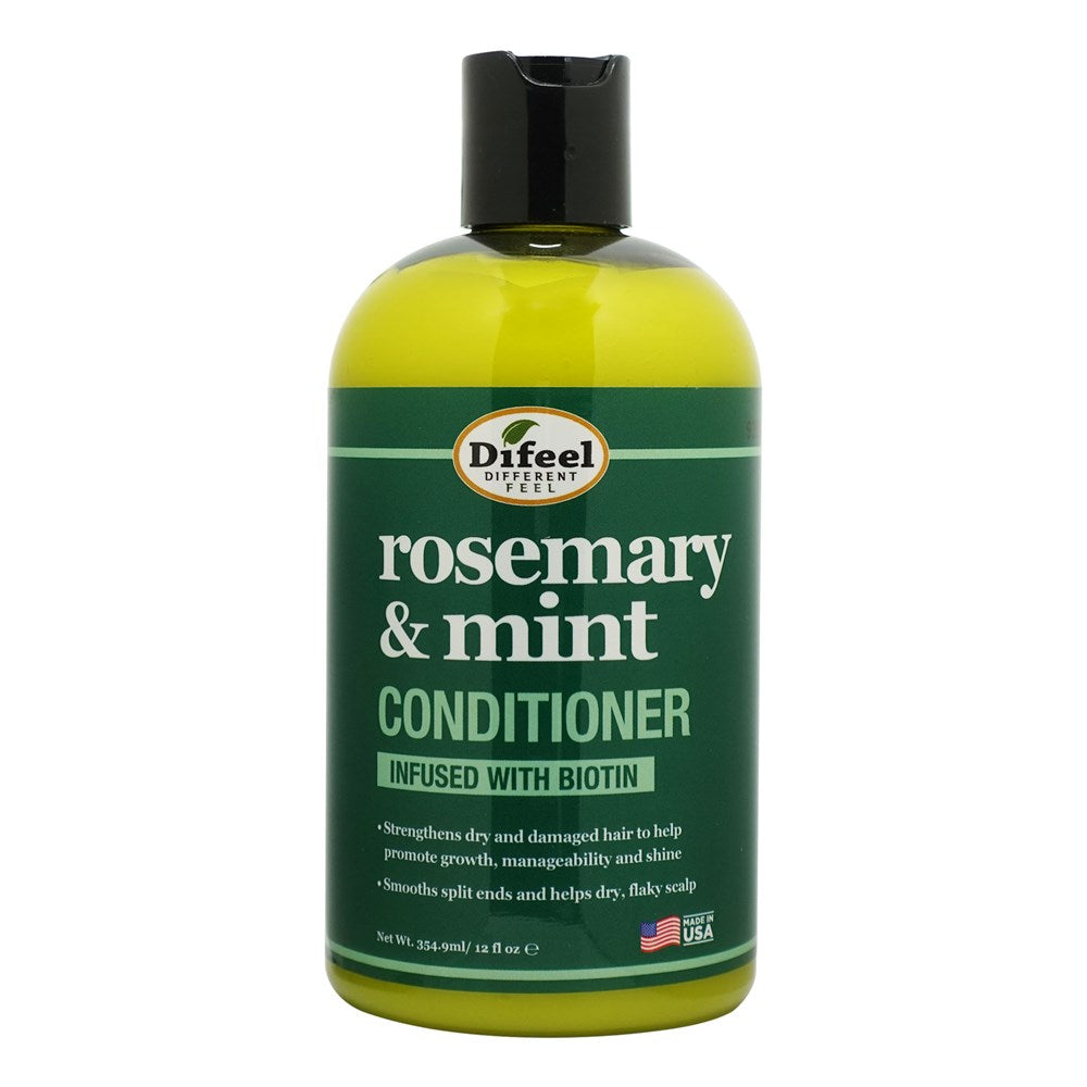 Difeel rosemary & mint conditioner bottle on a white background