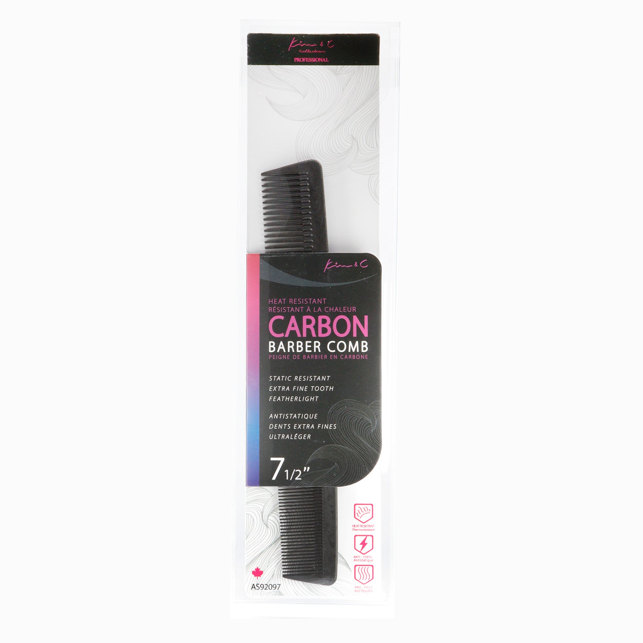 Kim & C Carbon Barber Comb 7 1/2inch