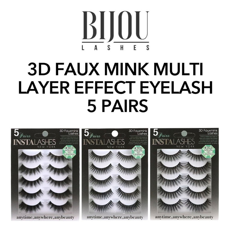BIJOU 3D Faux Mink Multi Layer Effect Eyelash 5 pairs