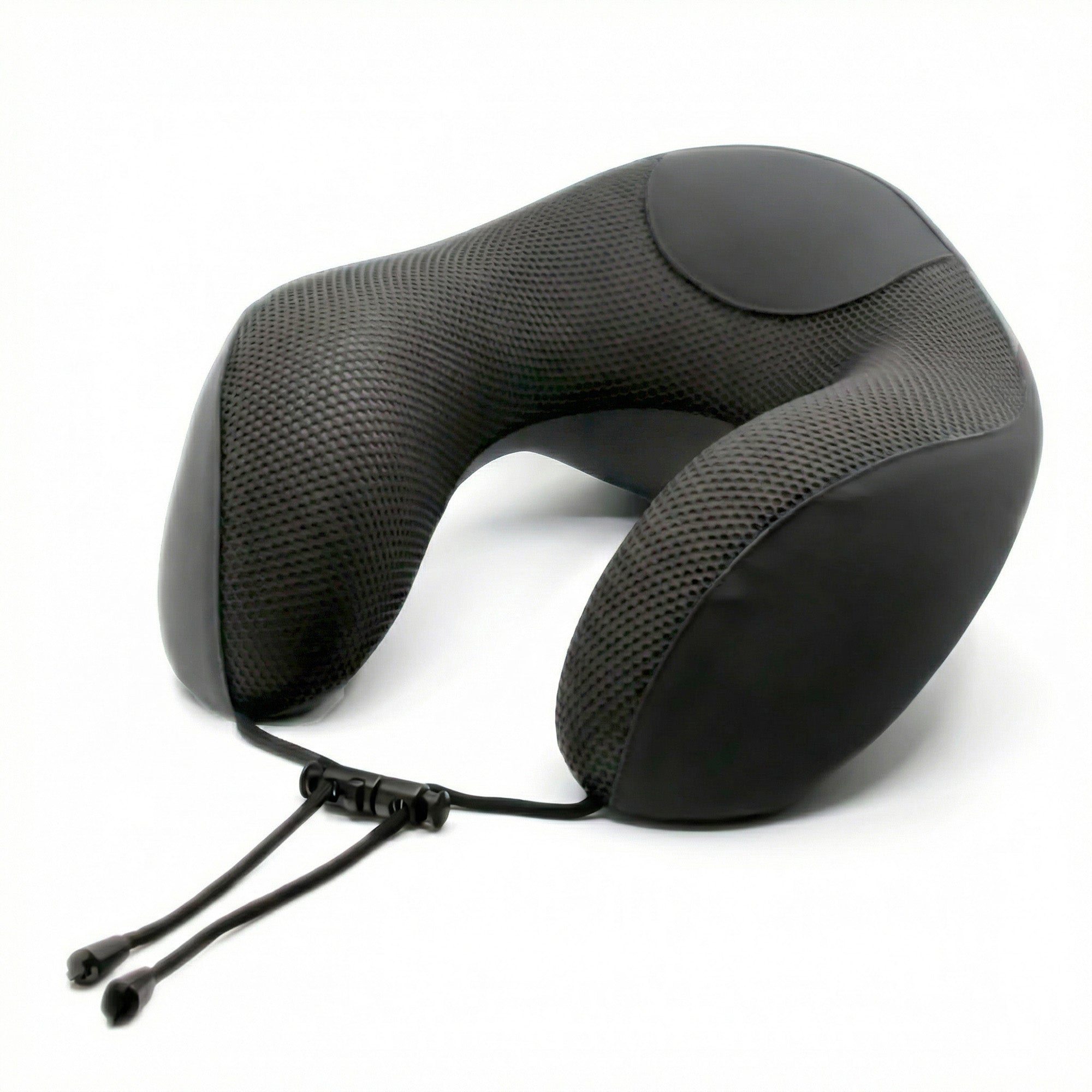 Black neck pillow on a white background