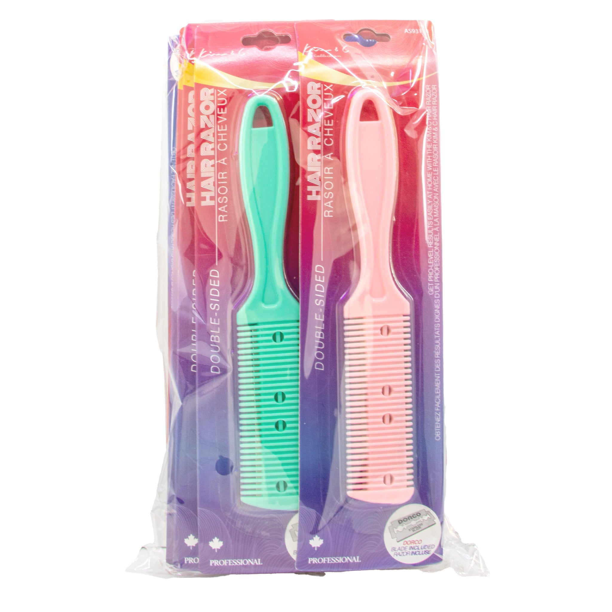 Two hairbrushes in packaging with a gradient design on a white background