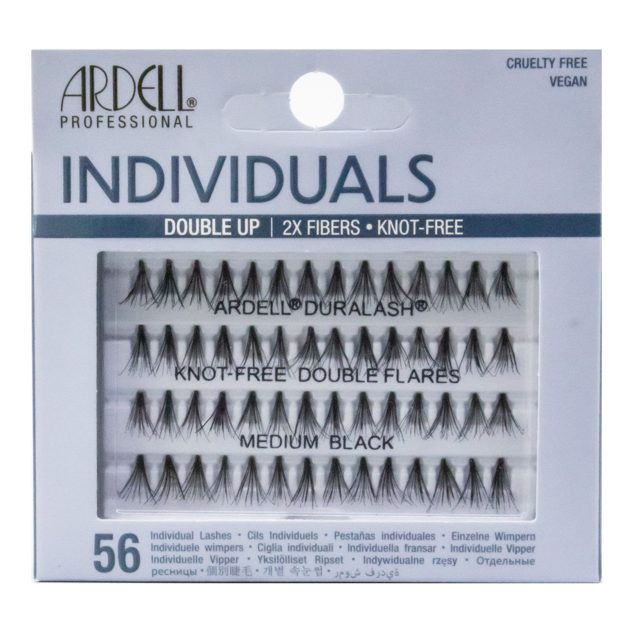 Ardell Individual Lashes packaging with multiple lash styles on a light gray background