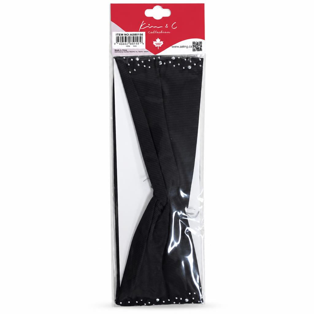 KIM & C Crystal Elastic Twist Headwrap - Black