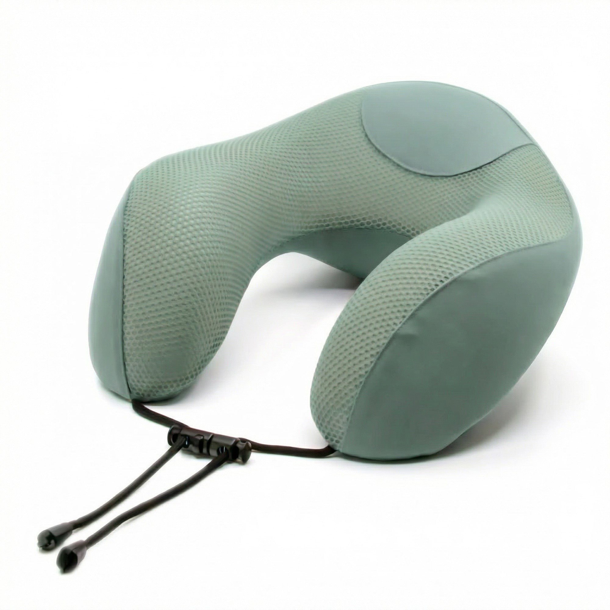 Green travel neck pillow on a white background