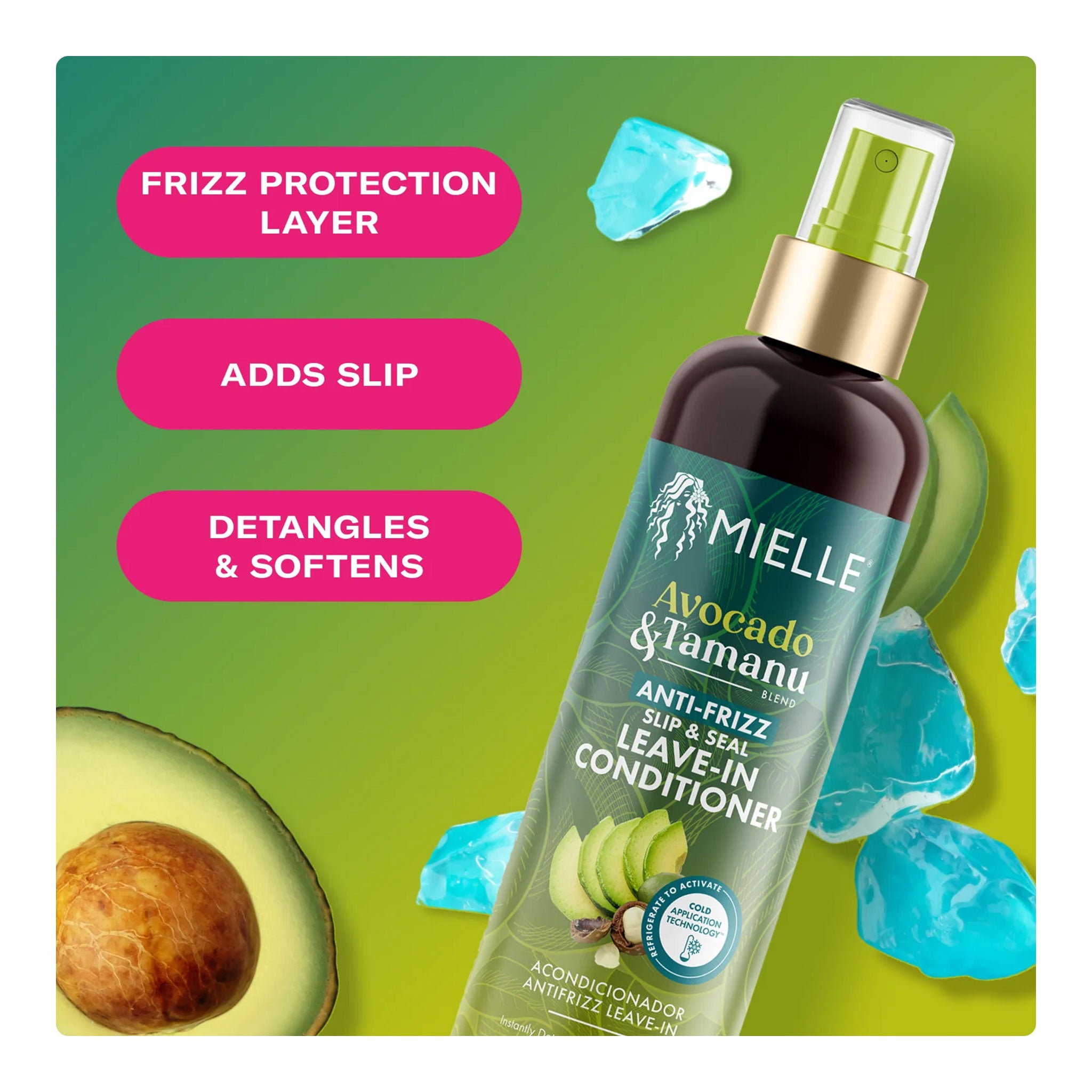 MIELLE Avocado & Tamanu Anti Frizz Slip & Seal Leave In Conditioner (8oz)