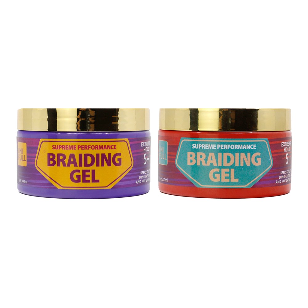UNI FULL Braiding Gel Display [Extreme Hold 5 & 5+] (300ml, 6+6 pcs)
