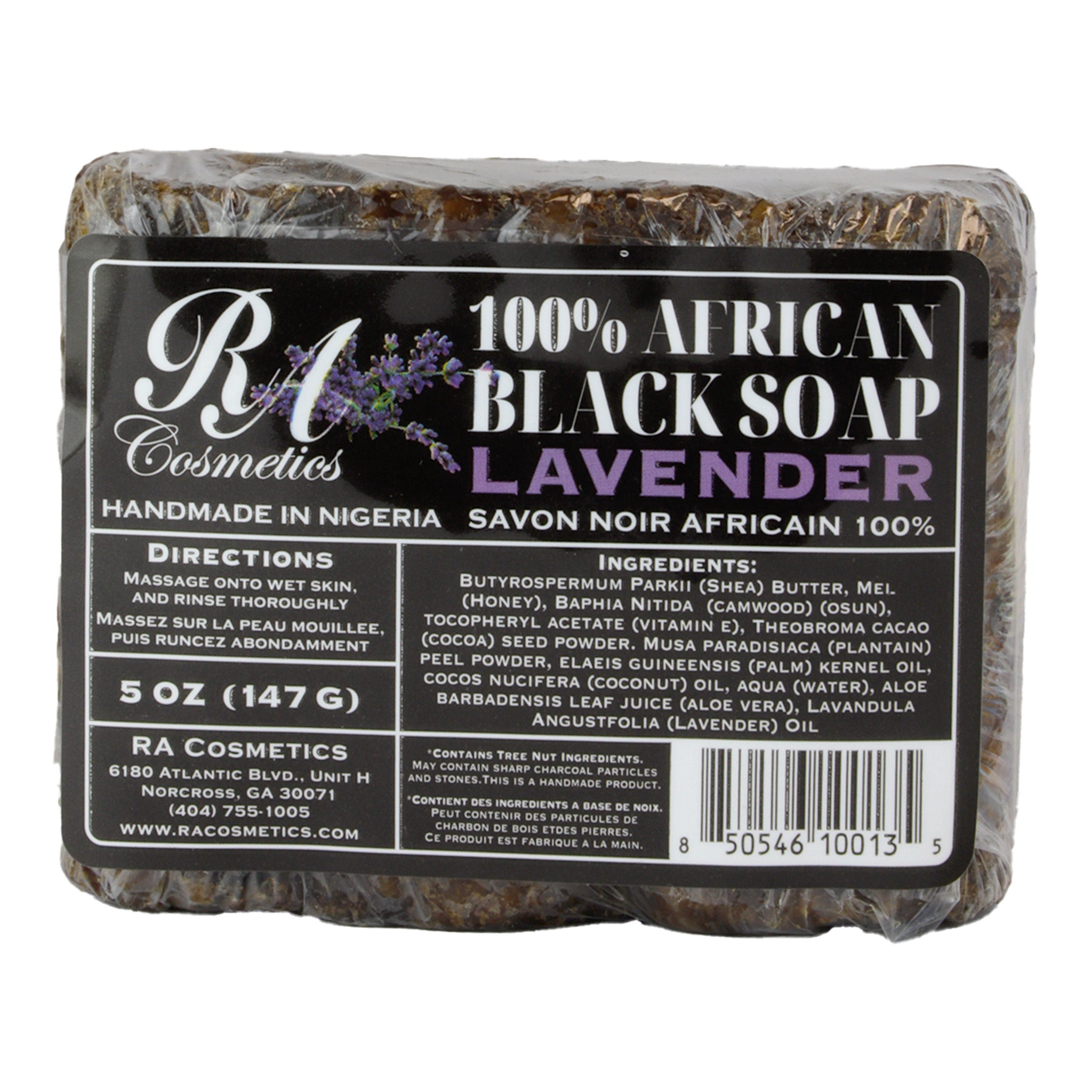 RA COSMETICS 100% Black Soap Bar (5oz)