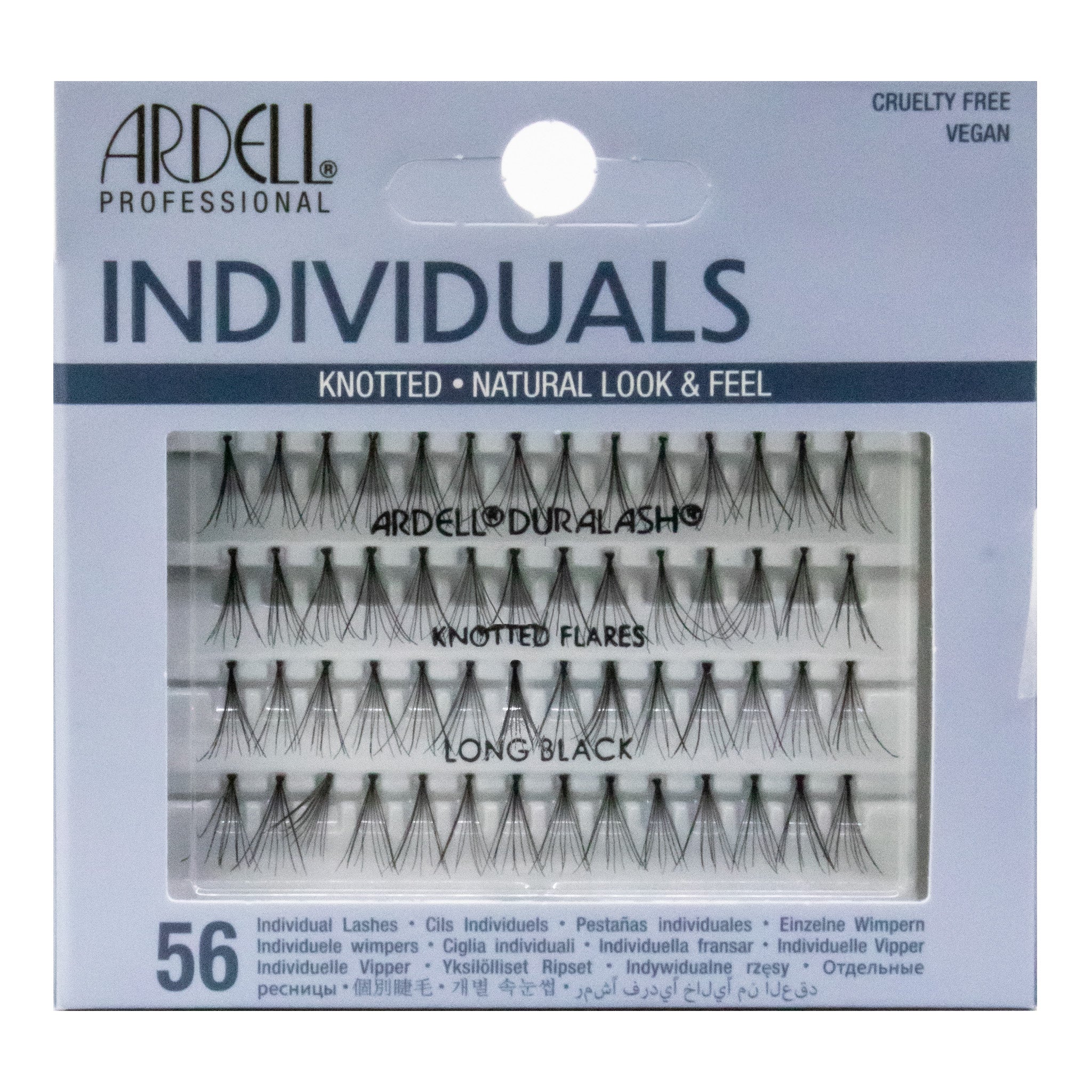 Ardell Individual Lashes packaging with lashes inside on a light blue background