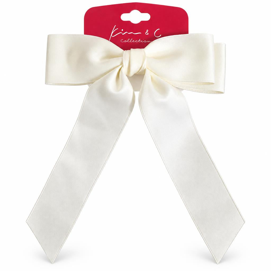 KIM & C Satin Long Tail Ribbon Bow Clip