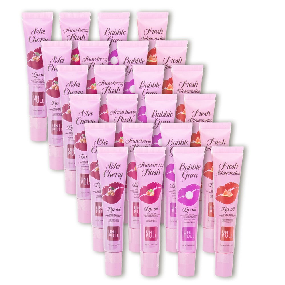 UNI FULL Lip Oil Pink Set (15ml, 4 Flavors X  6 Each)