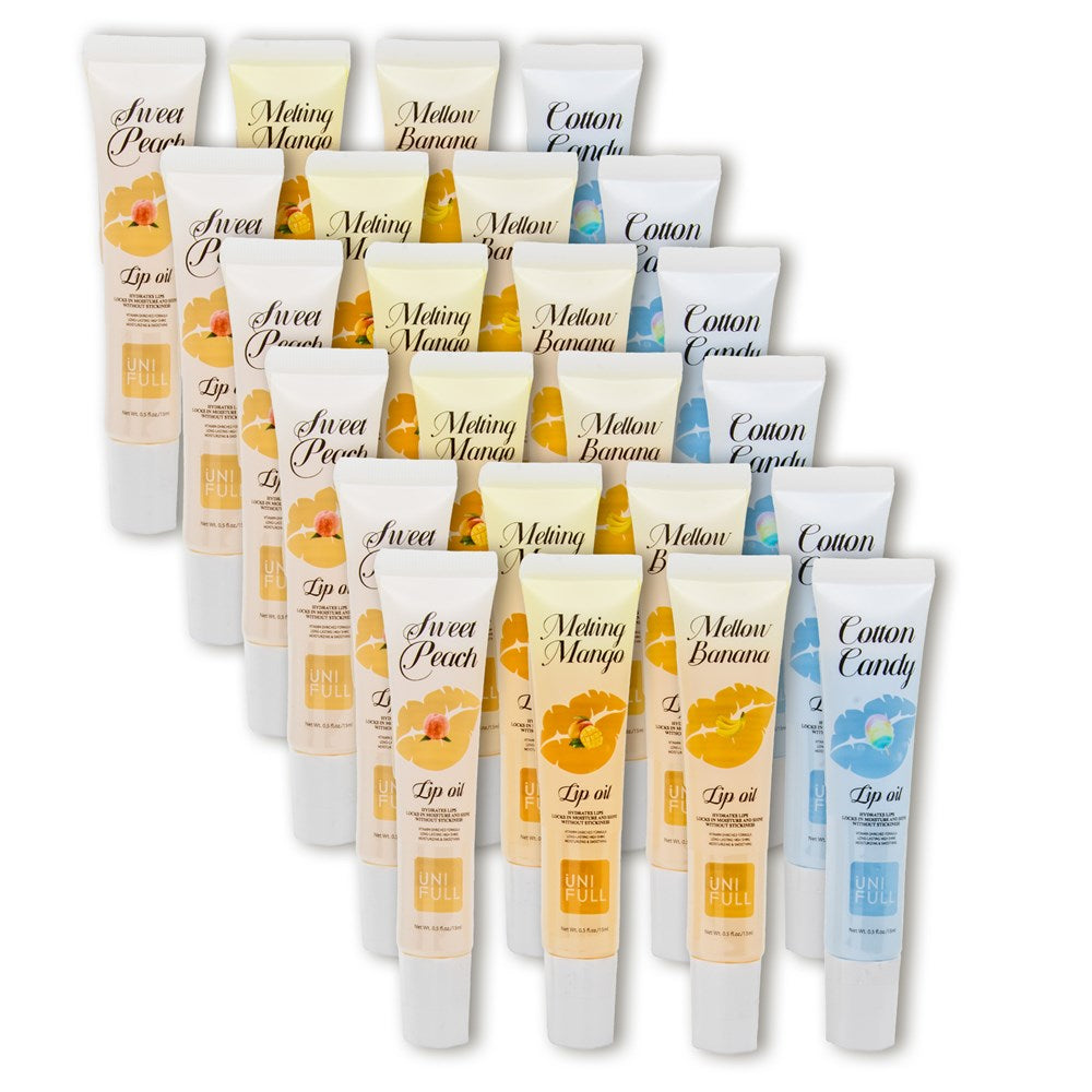 UNI FULL Lip Oil White Set (15ml, 4 Flavors X 6 Each)