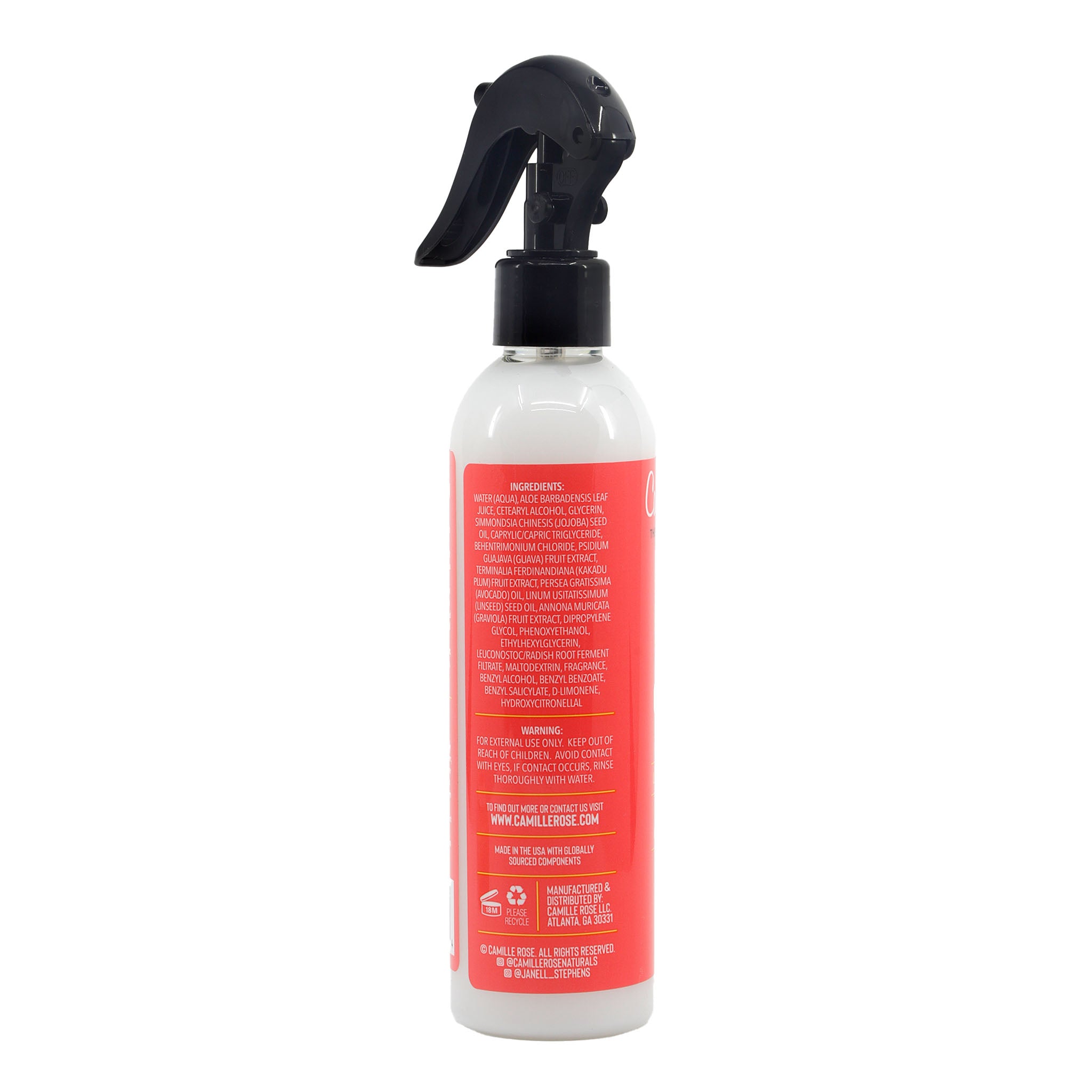 Spray bottle with a red label on a white background