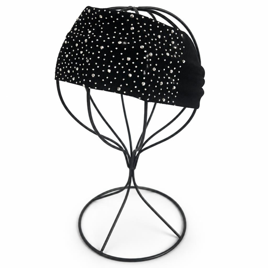 KIM & C Crystal Elastic Twist Headwrap - Black