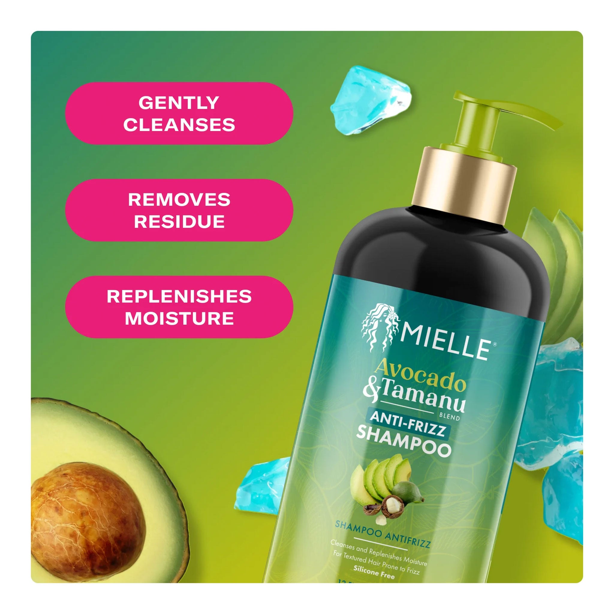 MIELLE Avocado & Tamanu Anti Frizz Shampoo (12oz)